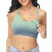 HOFISH Support Nursing Sports Bra Seamless Medium Impact Racerback Nursing Bras Pregnancy Padded Breastfeeding Bra XL Nursing Sports Bra: Blue-green