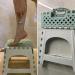 Shower Foot Rest, TRANOMOS Shower Stool for Shaving Legs, Folding Plastic Shower Step Stool for Inside Shower, Waterproof Pedicure Stand Foot Rest for Corner, Green