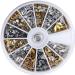 enForten 600pcs 3D Design Nail Art Different Studs Silver Stud Wheel Manicure Style 1
