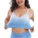 HOFISH Seamless Nursing Sports Bra - Medium Impact Racerback, Blue-White - Pregnancy Padded Breastfeeding Bra - Buy Online on GoSupps.com