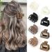 VRbeatter Double Row Teeth Hair Clips Small Square Hair Claw Clips for Thin Hair 1.6 Inch Medium Matte Non-slip Short hair Accessories for Women Girls 8 Pack (Neutral color)