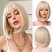 Esmee Short Straight Platinum Blonde Bob Wigs With Fringe Shoulder Length Blonde Wig Synthetic Cosplay Wigs for Women-12 Inches Platinum Blonde 14 Inch (Pack of 1)