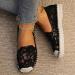 Women's Lace Flower Embroidered Slip-On Loafers - Black Mesh Casual Sneakers - Buy Online on GoSupps.com