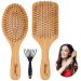 Hair Brush Bamboo Wooden Hairbrush-2PCS Paddle Hairbrush for Men and Women Suitable for Long Short Thick Thin Straight Curly Wavy Dry Hair Yellow