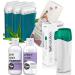 6x wax cartridges Aloe Vera Kosmetex heater 1x pre-cleaner Mr. Wax 1x after wax oil 100x fleece strips