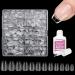 Venares 500 pieces extra short soft gel artificial nail tips set with glue 12 sizes pre -polished coffin nail tips for gelails xs short coffee