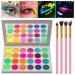 Kalolary Glow in the Dark Makeup  Neon Eyeshadow Glow Palette UV Glow Blacklight Matte and Glitter  24 Colors Highly Pigmented Eyeshadow Kit with 4 Brushes for Face Body Makeup