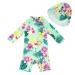 upandfast Baby Girl One Piece Swimwear Suits with Sun Hat Toddler Swimsuits UPF 50+ Sun Protection 9-12 Months Green Flower