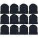 12 Pack Winter Beanie Hats for Men Women, Warm Cozy Knitted Cuffed Skull Cap, Wholesale 12 Pack Black