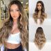 Long corrugated wigs ombre dark blonde wigs for women heat -resistant synthetic wigs with brown root for daily use party/cosplay (66 cm ombre Dark Ash Blond) ombre brown 1 count (pack of 1)