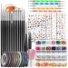 Nail Art Brushes  Nail Dotting Tools  Teenitor Nail Art Design Kit with Butterfly Nail Brush  Nail Art Stickers  Nail Foil  Nail Art Striping Tape  Nail Art Rhinestones Black