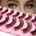 Russian Strip D Curl Lashes Flu-ffy 18mm Fake Faux Mink Lashes that Look Like Extensions Curly Volume Wispy Eyelashes Natural Look 7 Pairs Pack(7P-E15)