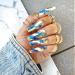 Artquee 24pcs Blue Press on Nails Long Ballerina - Glossy Acrylic Fake Nails with Gold Stroke Designs - Coffin False Tips for Women and Girls - Buy Online on GoSupps.com