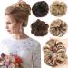 Updo Hairpiece Messy Bun Extensions Chignons Hair Tie 2 Pack 50g/Pack 2PCS Brown Mix Bleach Blonde
