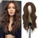 FESHFEN Long Brown Wigs for Women 22 inch Brown Long Body Wavy Full Wig Middle Parting Wigs Natural Looking Synthetic Wig for Daily Cosplay Brown-Middle Parting