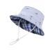 LANGZHEN Beach Sun Protection Hat for Baby Girls Adjustable Toddler Kids Hat Wide Brim Summer Play Hat with Chin Strap Light Blue - Fish 6-12 Months