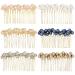 6 Pack Luxury Fancy Jeweled Gems Crystal Diamond Pearl Rhinestone Glitter Sparkly Decorative Metal Side Hair Combs Teeth Slide Hair Clips Barrettes French Twist Bun Thick Hair Holder for Women Girls