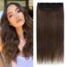 Hair parts real hair extensions clip in 1 tress 5 clips thick hair part soft hair extension 100% remy human hair 55cm-100g 04# medium brown 55 cm (1 Pack) chocolate brown