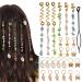 27Pcs Hair Jewelry for Braids  hoyuwak Natural Colored Crystal Stone Hair Braid Accessories Metal Hair Charms Gold Loc Dreadlock Hair Spirals Cuffs Rings for Women Girls Hairstyle Decoration