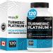 Renew Actives Turmeric Platinum 1350MG per 3 Capsules with Black Pepper & Ginger Antioxidant Liver & Digestive Support Reduces Inflammation & Boosts Immunity Made in Canada 120 Capsules