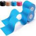 Honyao kinesiotapes 2 pieces kinesiology tape (5m 5cm) physio tape for shoulder back knees elbows and neck sports tape skin -friendly elastic & waterproof - blue blue + blue