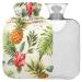 Naanle tropical flower pineapple bottle with reference transparent hot water bottle 2l large hot hot water bottle for bed hand feet warmer pain relief heat and cold therapy