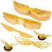 100 PCS Golden Glitter Wings Cake Toppers Wizard Party Chocolate Decoration Gold Snitch Wings Hollowed Wings Cupcake Toppers for Wizard Theme Party Anniversary Birthday Wedding 2 Style 100 Items