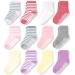 CozyWay Kids Non Slip Cotton Crew Socks Baby Socks Toddler Socks Anti Skid With Grips Striped for Children Toddler Boys & Girls 1-3 Years Girls Solid & Stripes 12 Pairs