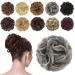 Fine hair part with rubber band dutt hair part hair tubes lured Haardutt synthetically hair hair extension ponytail hair parts for women girls gray and white tips 38g 1b/171t60 gray and white tips 38 g