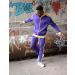 Mens Hip Hop Slim Fit Track Pants - Purple/Gold | S41706 | Streetwear Bottoms - Buy Online on GoSupps.com