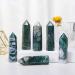 Runyangshi Natural Aquatic Agate Healing Crystal Wand - Moss Agate Point Tower | Green Water Plant Agate Home Decor | Chakra Stones Prism | 3.3 - 3.5 inch - Buy Online on GoSupps.com