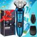 Viatia Electric Razor for Men,Electric Shavers for Men Cordless Rechargeable, Wet/Dry Mens Shaver Electric Razor for Men,Waterproof 3D Rotary Mens Razor for Shaving Gifts for Dad, Husband Boyfriend Electric 1 Razor Black Blue