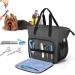Teamoy Pet Grooming Tote, Dog Grooming Supplies Organzier Bag for Grooming Shears, Deshedding Tool, Towels, Shampoo and More Black