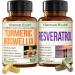 Boswellia Turmeric Curcumin Supplement + Resveratrol Japanese Knotweed Capsules Bundle for Healthy Aging Joint & Cardiovascular Support with Ginger Root Organic Tumeric Powder Green Tea Extract