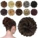 FESHFEN Messy Bun Hair Piece Hair Bun Scrunchies Synthetic Wavy Curly Chignon Ponytail Hair Extensions Thick Updo Hairpieces for Women Girls Kids 1PCS Warm Brunette 38 g (Pack of 1) 2/30# Warm Brunette