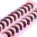 Newcally Colored Lashes D Curl Russian Strip False Lashes with Color Natural Look Wispy Fake Eyelashes Short Light Volume False Eyelashes Mink 10 Pairs Pink Red D Curl Russian Strip Lashes