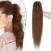 SEGO ponytail extension real hair with a bracket ponytail braid clip in hair part hair extension 100% Remy Hair Hair Piece Platinumblond#60 16 "(40cm) Mittelbraun#4-1 14" (35cm) -105g