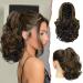 Sofeiyan ponytail extension 28cm Klue clip in ponytail hair extensions briefly curly corrugated ponytail extensions synthetic hair part for women dark brown/golden brown Auburn