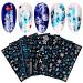 jmeowio 9 Sheets Christmas Nail Art Stickers Decals Self-Adhesive Blue White Snowflake Nail Supplies Nail Art Design Decoration Accessories