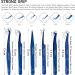 PHLASH TOOLS Pack of 6 Eyelash Extension Tweezers Set - Professional Japanese Stainless Steel Kit for Precision Lash Application - Curved, Straight, Isolation, L-Type, Volume Tweezers - Blue - Buy Online on GoSupps.com