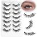 NINGLASH Wispy Lashes False Eyelashes Natural Look Fake Eyelash 14mm Faux 3D Mink Lashes Strips 7 Pairs Cat Eye Lash Pack Wispy | B09