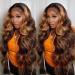 ISEE Hair Transparent Lace Front Wigs 10A Brazilian Body Wave Human Hair Wigs for Black Women Pre Plucked Hairline 150% Density Lace Front Wigs with Baby Hair Natural Color (24 Inch, Ombre 4/27) 24 Inch (Pack of 1) Ombre 4/27