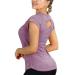 icyzone Workout Running Shirts for Women - Fitness Gym Yoga Exercise Short Sleeve T Shirts Open Back Tops Small Lavender