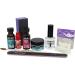 Mia Secret Acrylic Nail Kit: 1/2 oz liquid monomer, 1/2 oz clear acrylic powder, ultra quick nail glue, 1/2 oz ultra gloss top coat, fancy 20 nail tips, 1/2 oz primer, speedy zebra straight nail file 100/100, #8 nail brush