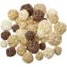 36 Pcs Wicker Rattan Balls Decorative Balls for Centerpiece Bowls Orbs Vase Fillers for Spring Summer Craft, Wedding Party, Potpourri Decoration, 4 Sizes (White, Wood Color, Light Tan, Coffee)