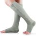 Ailaka Zipper 15-20 mmHg Compression Socks for Women Men Knee High Open Toe Support Graduated Medical Varicose Veins Hosiery for Edema Swollen Pregnancy Recovery (1 Pair) S/M Pure Grey