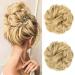 JJStar 2 piece of hair part with rubber band dutt hair part lured hair tie with hair teat hairstyles hair extension messy bun hair parts for women girls ponytail natural blonde