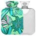 NAANLE hot water bottle with reference green palm leaf transparent hot water bottle heat bottle for back pain relief handfoot warmer neck warmth and cold therapy 2l