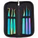 Okuna Outpost 6 Eyelash Extension Precision Tweezers with Storage Case - Rainbow (7 Pieces) - Buy Online on GoSupps.com