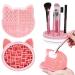 Silicone Cat Shaped Brush Cleaner Pad 2 in 1 Design Makeup Brush Cleaning Mat with Brush Drying Holder Portable Cosmetic Brush Organizer Rack Makeup Washing Tools Pink